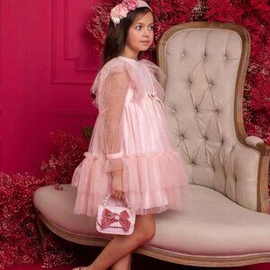 Patachou ! Girls Pink Dotted Tulle Dress (8yrs)